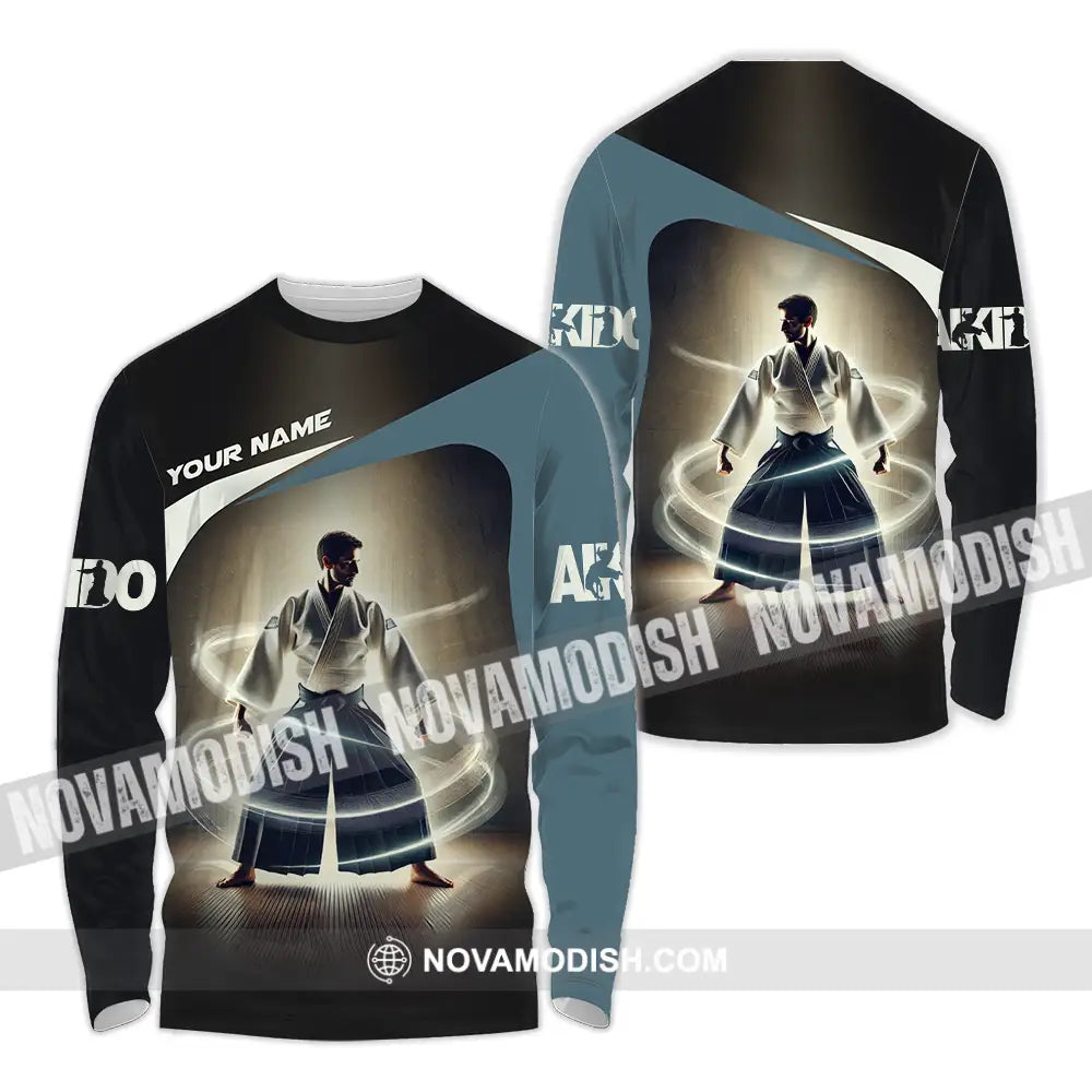 Unisex Shirt - Custom Text Shirt Aikido Long Sleeve Shirt / S T-shirt