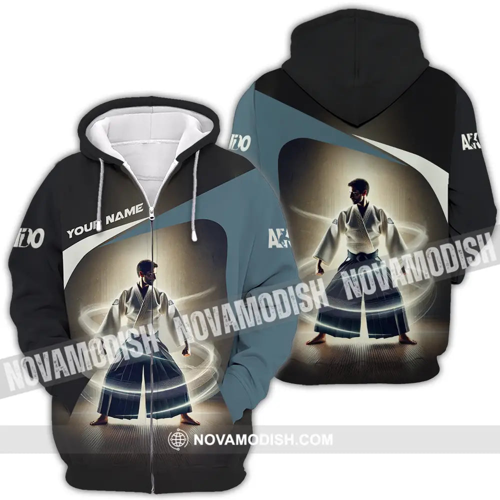 Unisex Shirt - Custom Text Shirt Aikido Zipper Hoodie / S T-shirt