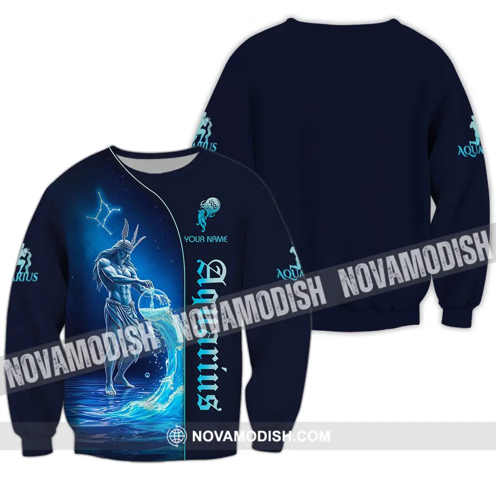 Unisex Shirt - Custom Text Shirt Aquarius Long Sleeve / S T-shirt