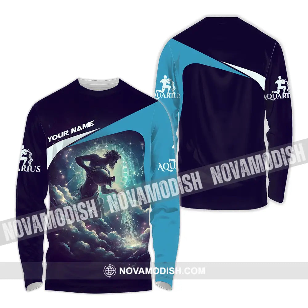 Unisex Shirt - Custom Text Shirt Aquarius Long Sleeve Shirt / S T-shirt
