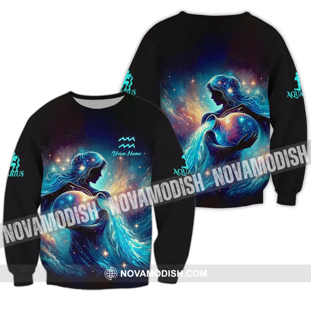 Unisex Shirt - Custom Text Shirt Aquarius Long Sleeve / S T-shirt