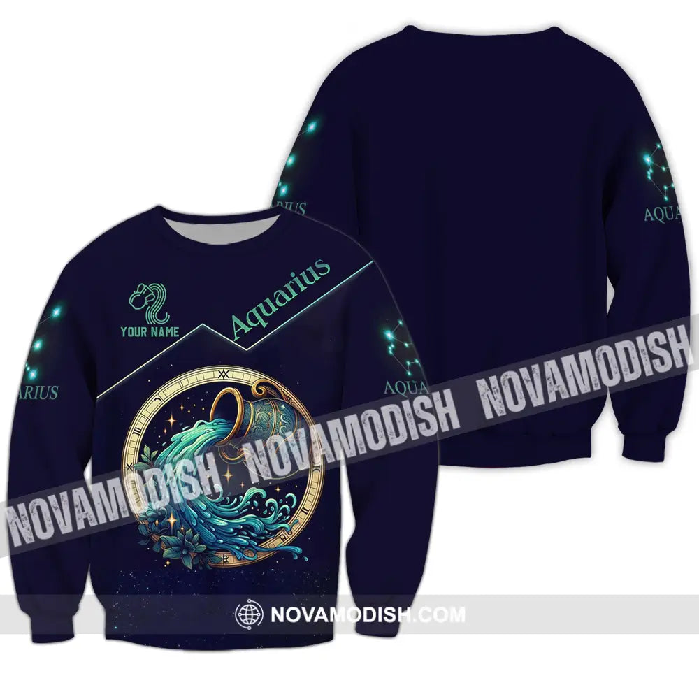 Unisex Shirt - Custom Text Shirt Aquarius Long Sleeve / S T-shirt