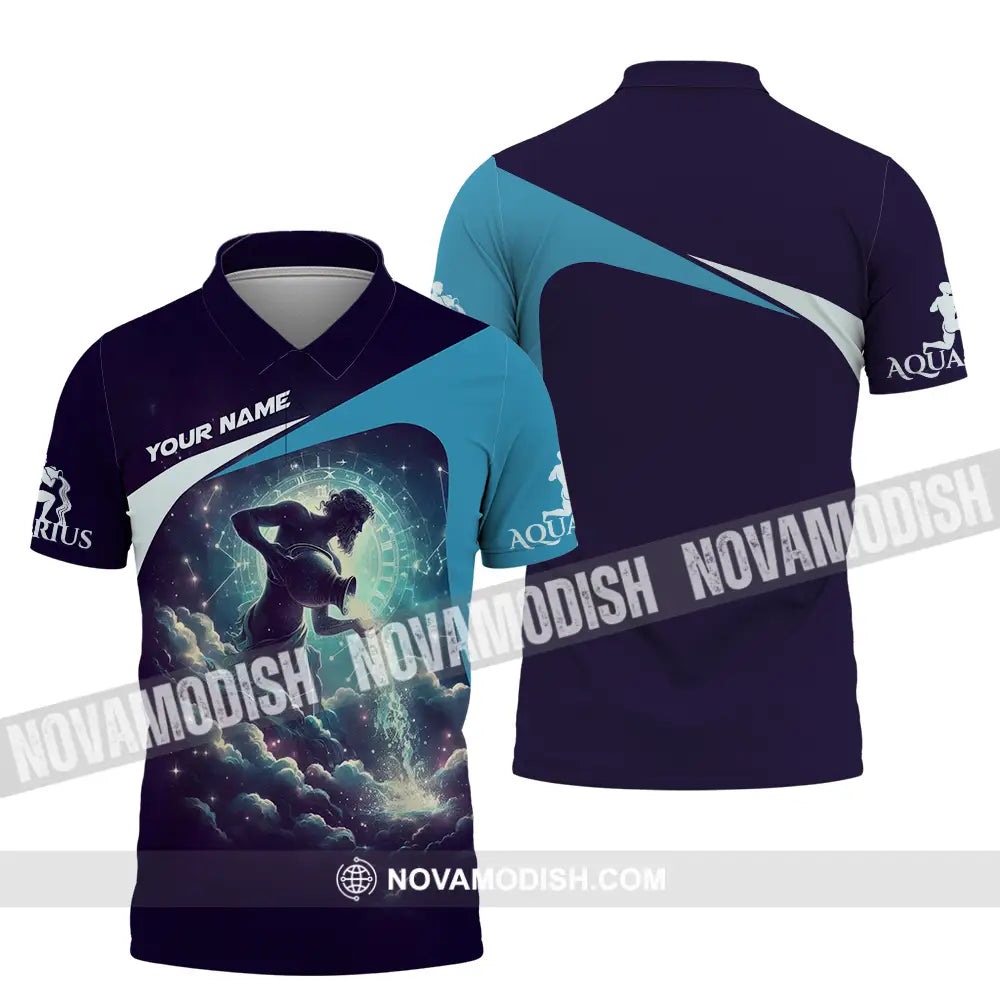 Unisex Shirt - Custom Text Shirt Aquarius Polo Shirt / S T-shirt