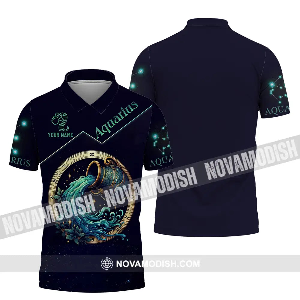Unisex Shirt - Custom Text Shirt Aquarius Polo Shirt / S T-shirt