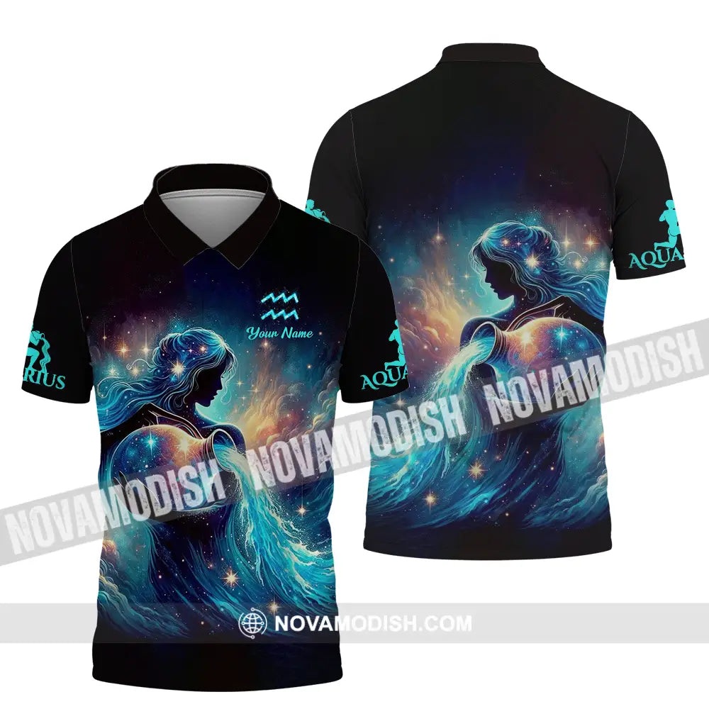 Unisex Shirt - Custom Text Shirt Aquarius Polo Shirt / S T-shirt