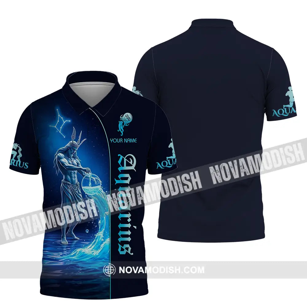 Unisex Shirt - Custom Text Shirt Aquarius Polo Shirt / S T-shirt