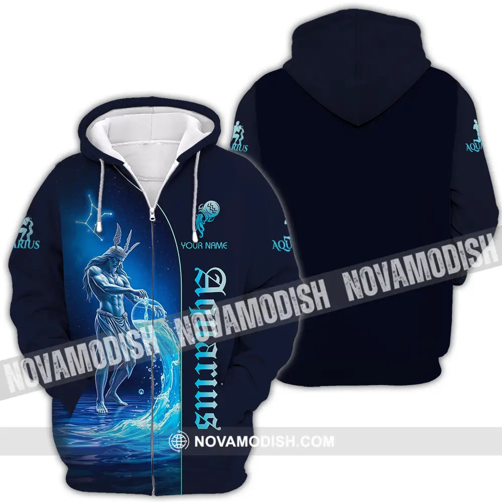 Unisex Shirt - Custom Text Shirt Aquarius Zipper Hoodie / S T-shirt