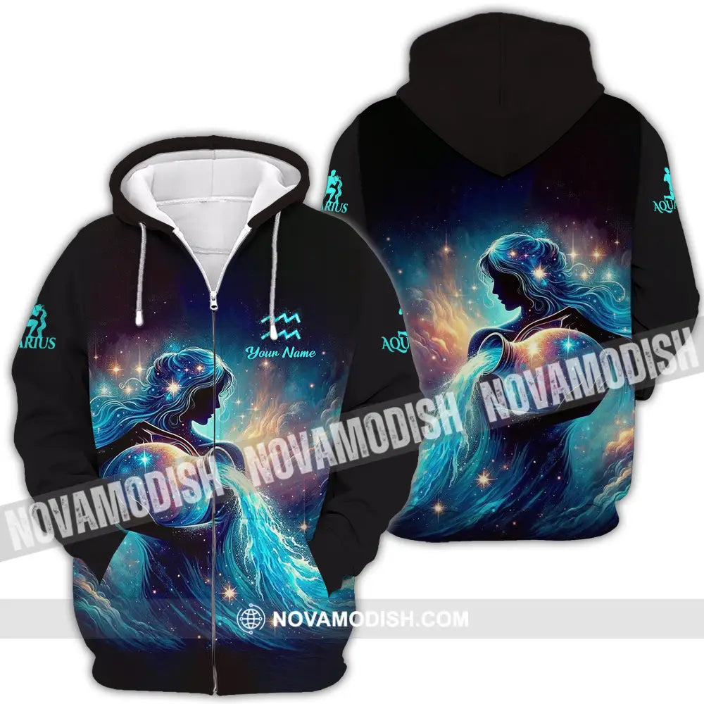 Unisex Shirt - Custom Text Shirt Aquarius Zipper Hoodie / S T-shirt