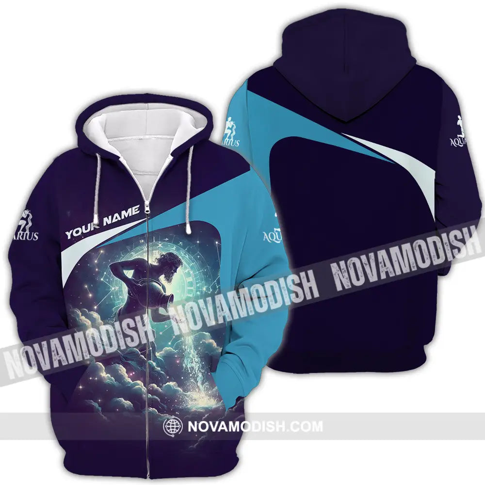 Unisex Shirt - Custom Text Shirt Aquarius Zipper Hoodie / S T-shirt