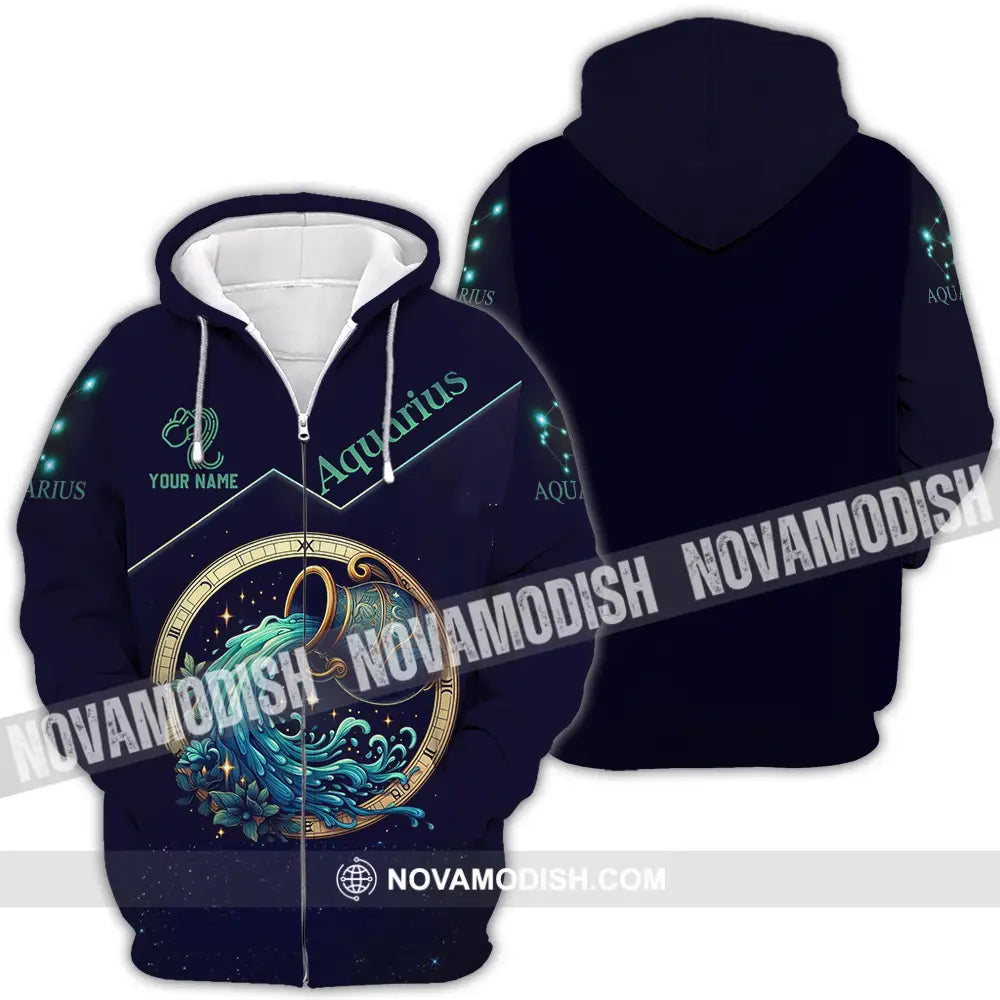 Unisex Shirt - Custom Text Shirt Aquarius Zipper Hoodie / S T-shirt