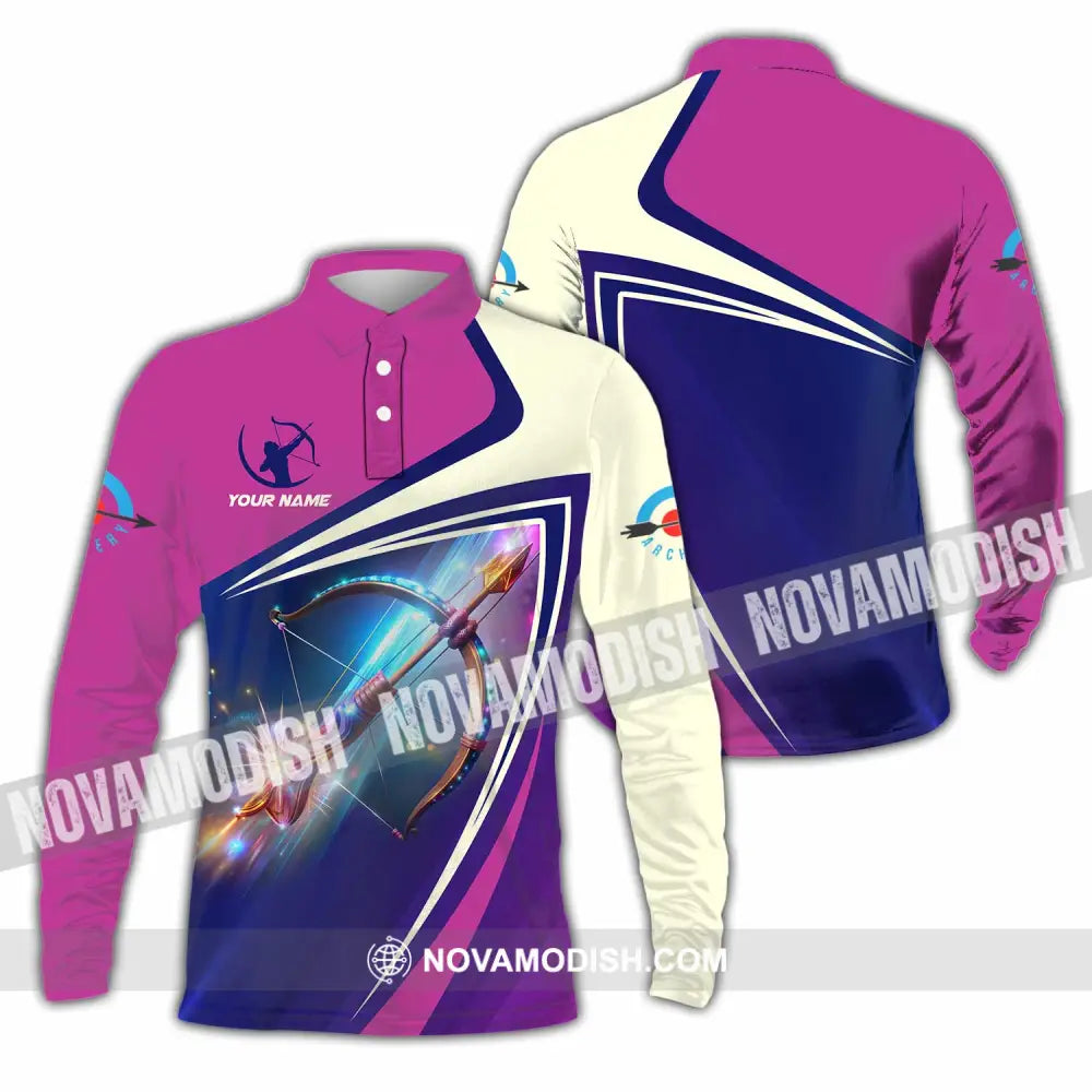 Unisex Shirt - Custom Text Shirt Archery Shirt Long Sleeve Polo / S T-shirt