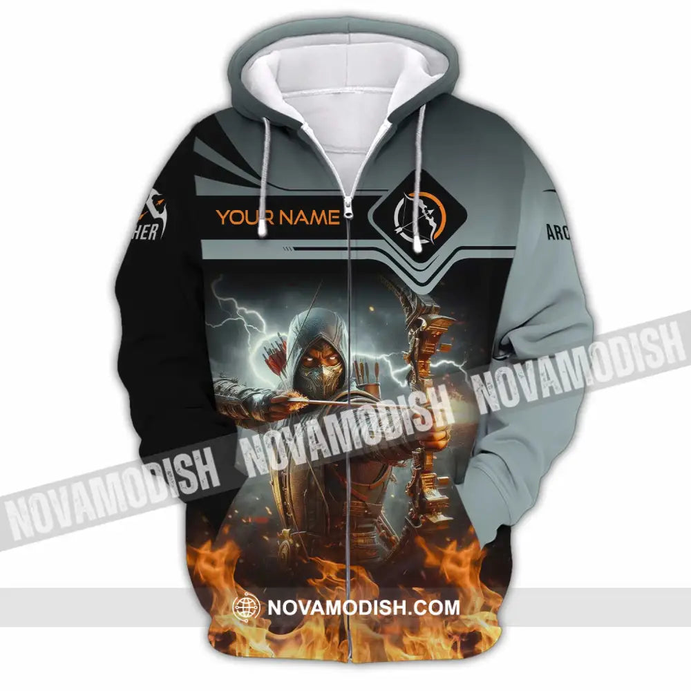 Unisex Shirt - Custom Text Shirt Archery Shirt Zipper Hoodie / S T-shirt