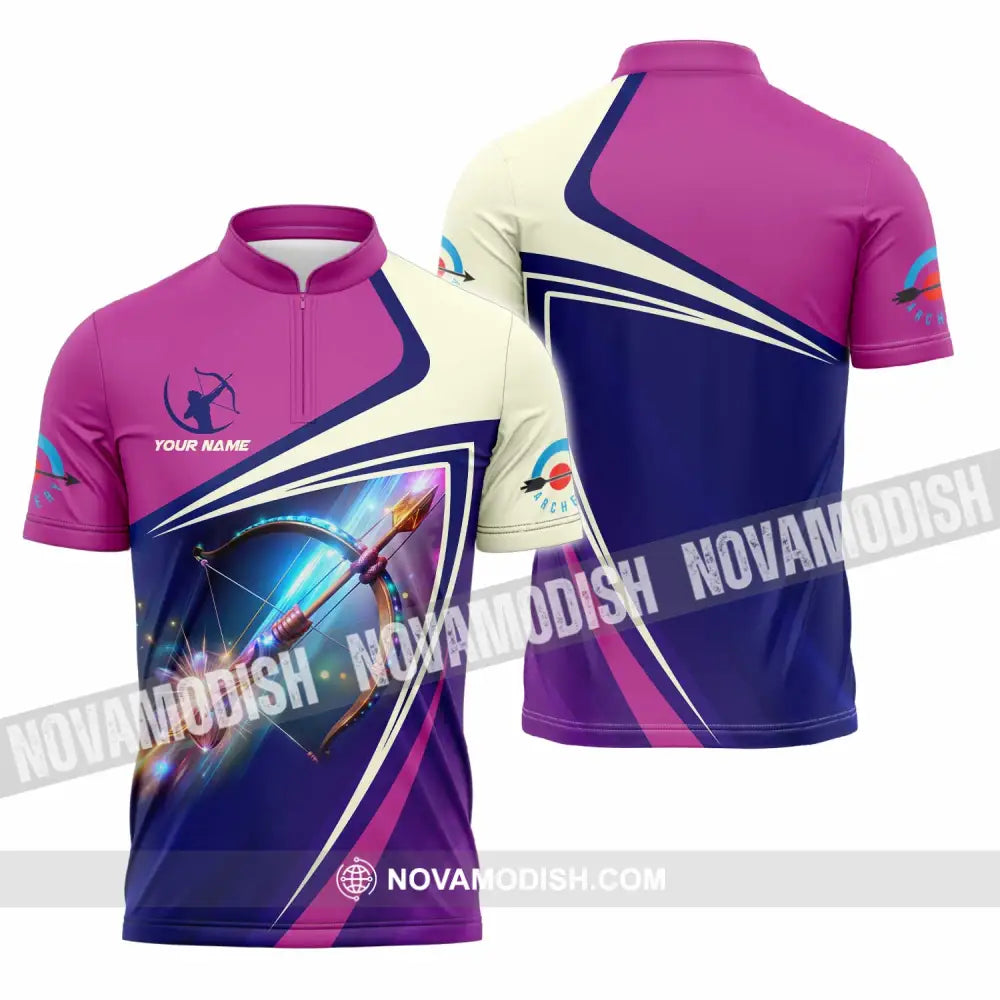 Unisex Shirt - Custom Text Shirt Archery Shirt Zipper Polo Shirt / S T-shirt