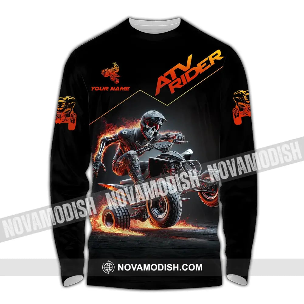 Unisex Shirt - Custom Text Atv Rider Long Sleeve / S T-Shirt