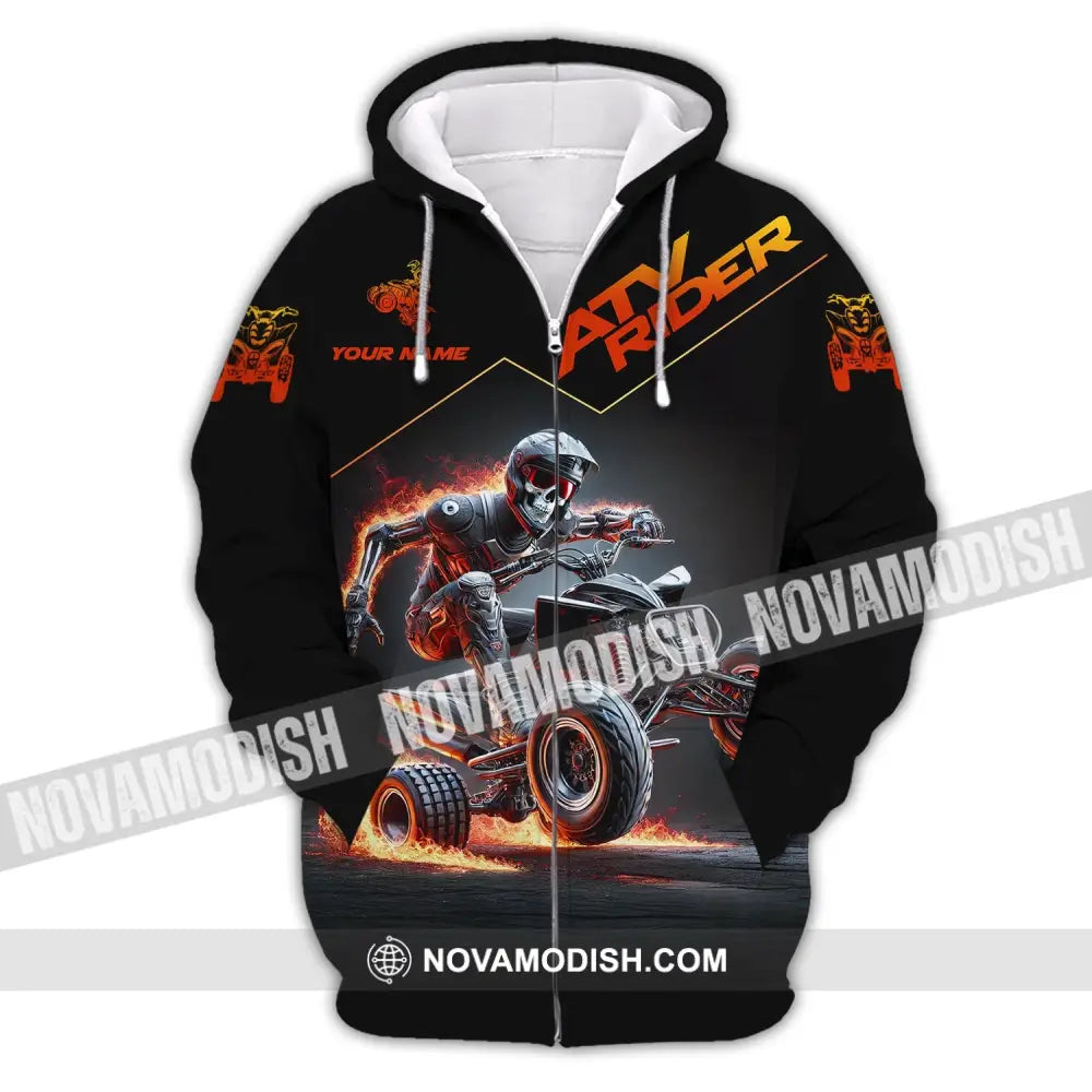 Unisex Shirt - Custom Text Atv Rider Zipper Hoodie / S T-Shirt