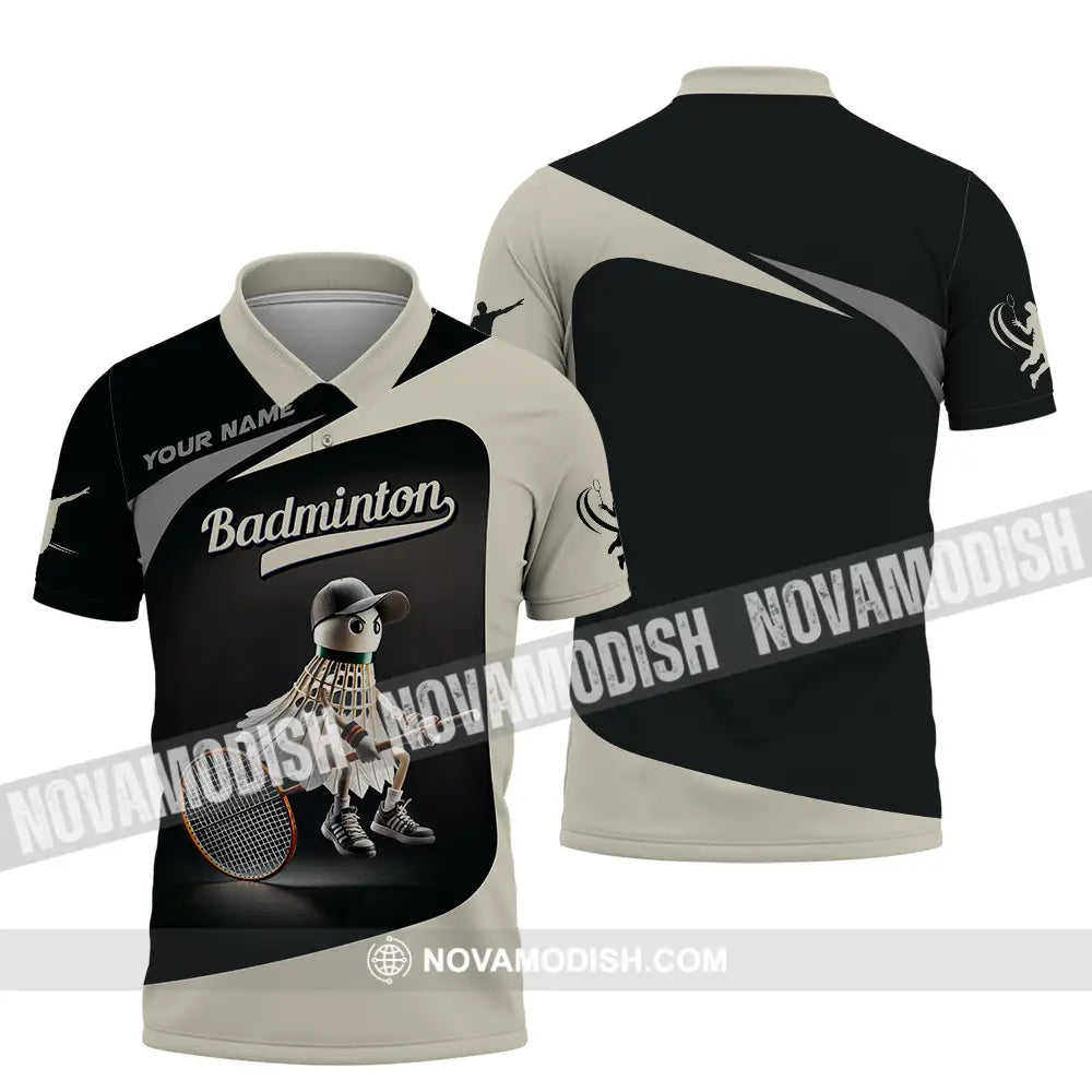 Unisex Shirt - Custom Text Badminton Polo / S T-Shirt