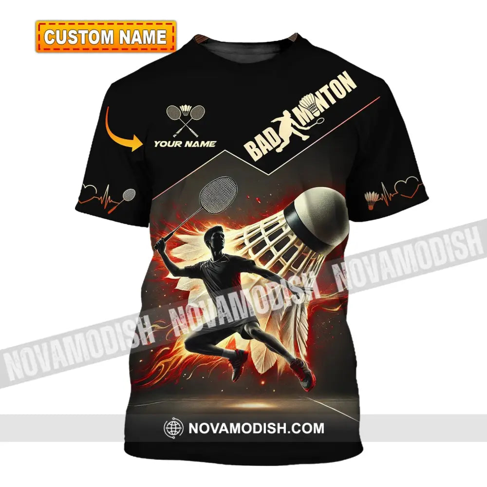 Unisex Shirt - Custom Text Badminton T-Shirt