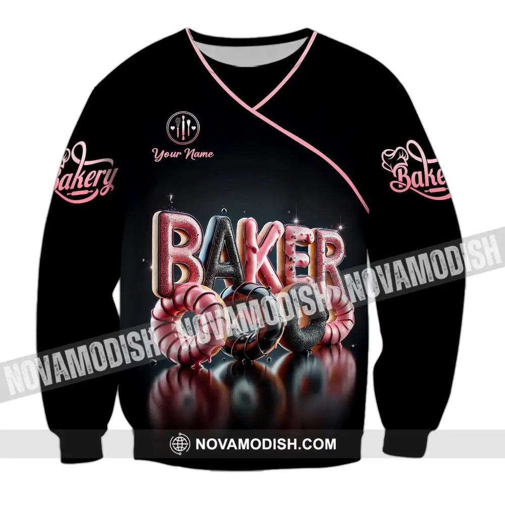 Unisex Shirt - Custom Text Baker Donuts Long Sleeve / S T-Shirt