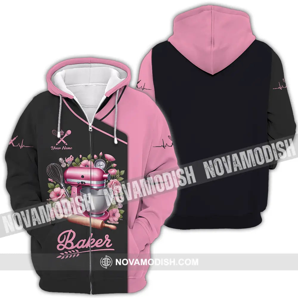 Unisex Shirt - Custom Text Shirt Baker Shirt Zipper Hoodie / S T-shirt
