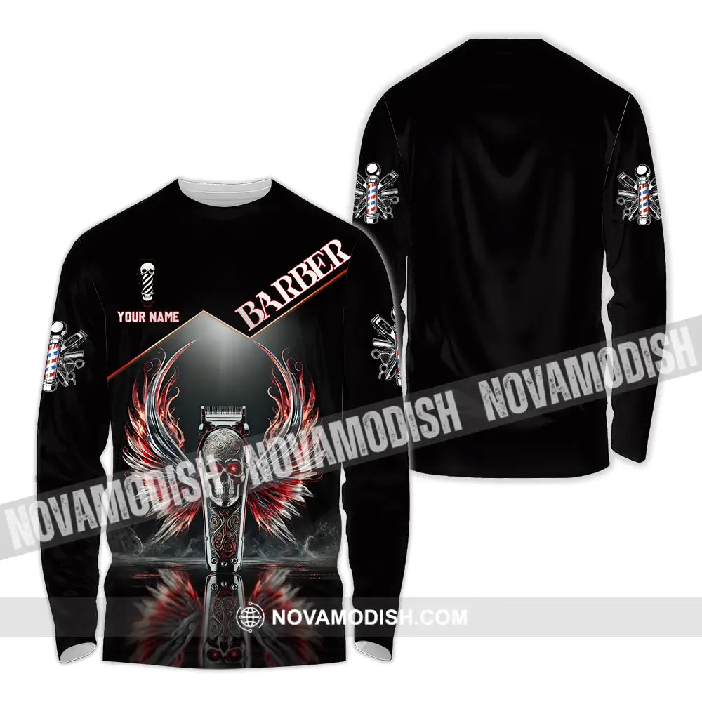 Unisex Shirt - Custom Text Barber Long Sleeve / S T-Shirt