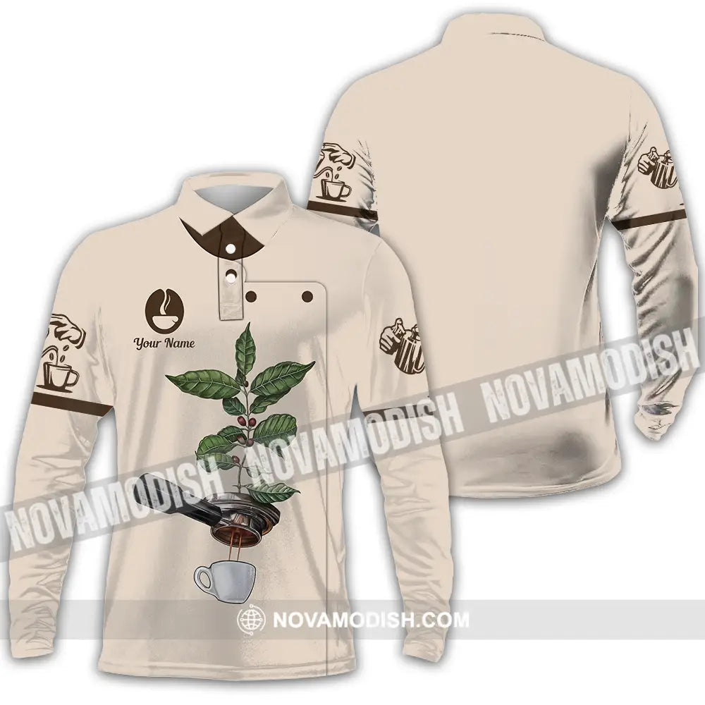 Unisex Shirt - Custom Text Shirt Barista Shirt Long Sleeve Polo / S T-shirt