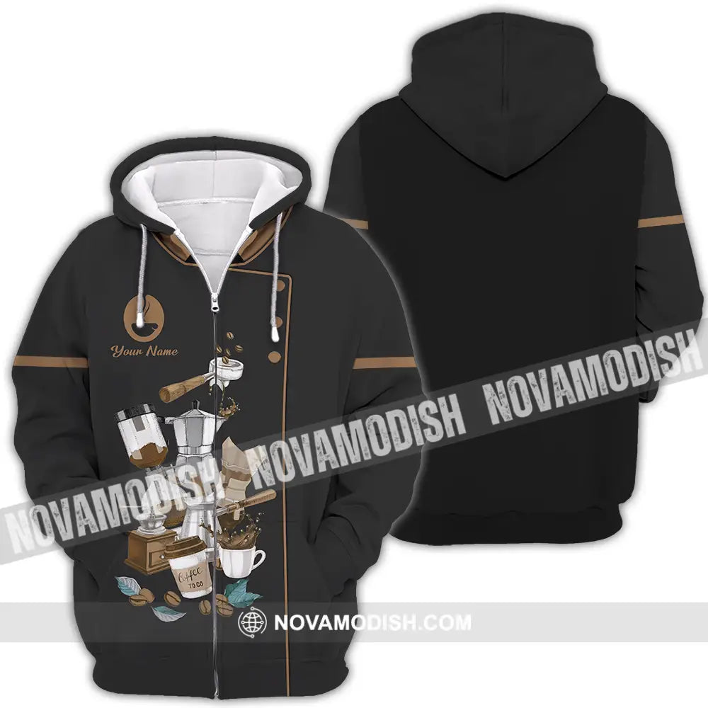 Unisex Shirt - Custom Text Shirt Barista Shirt Zipper Hoodie / S T-shirt