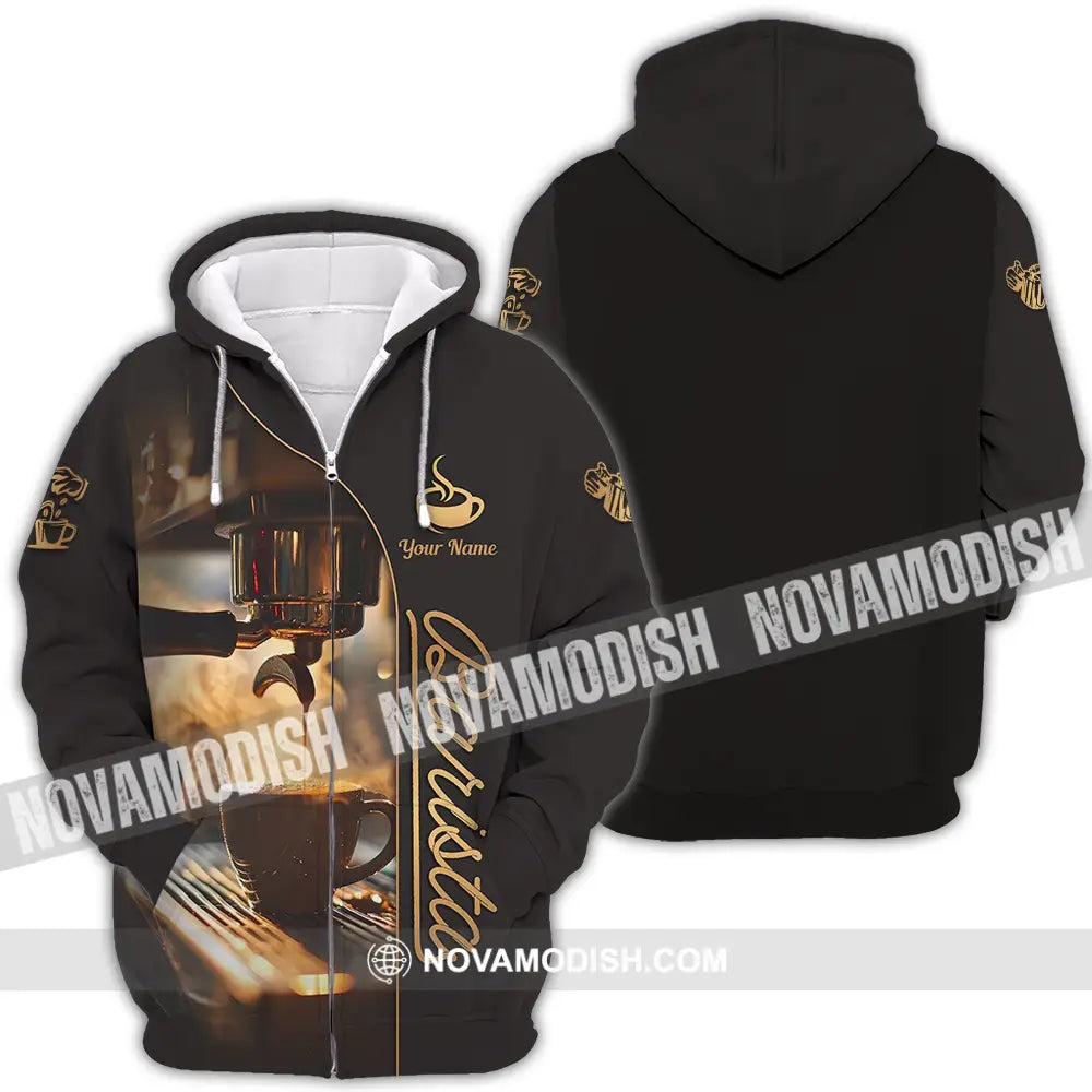 Unisex Shirt - Custom Text Shirt Barista Shirt Zipper Hoodie / S T-shirt