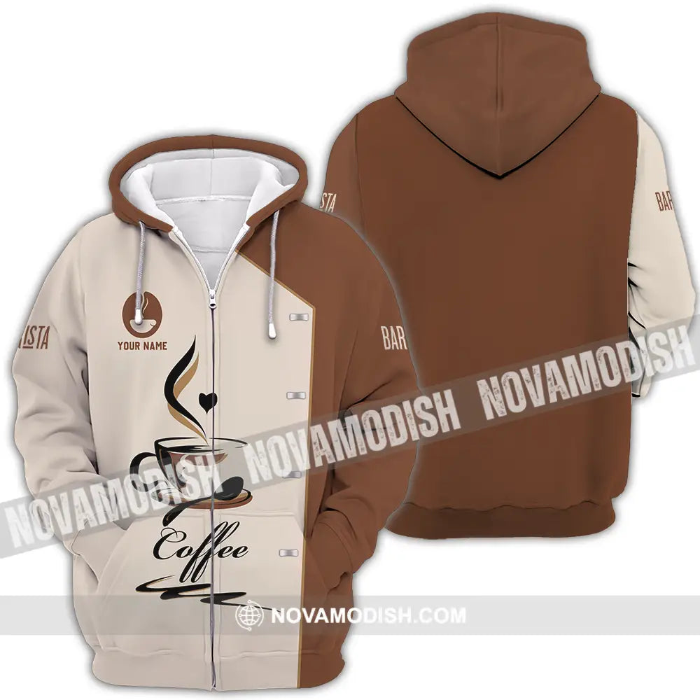 Unisex Shirt - Custom Text Shirt Barista Shirt Zipper Hoodie / S T-shirt