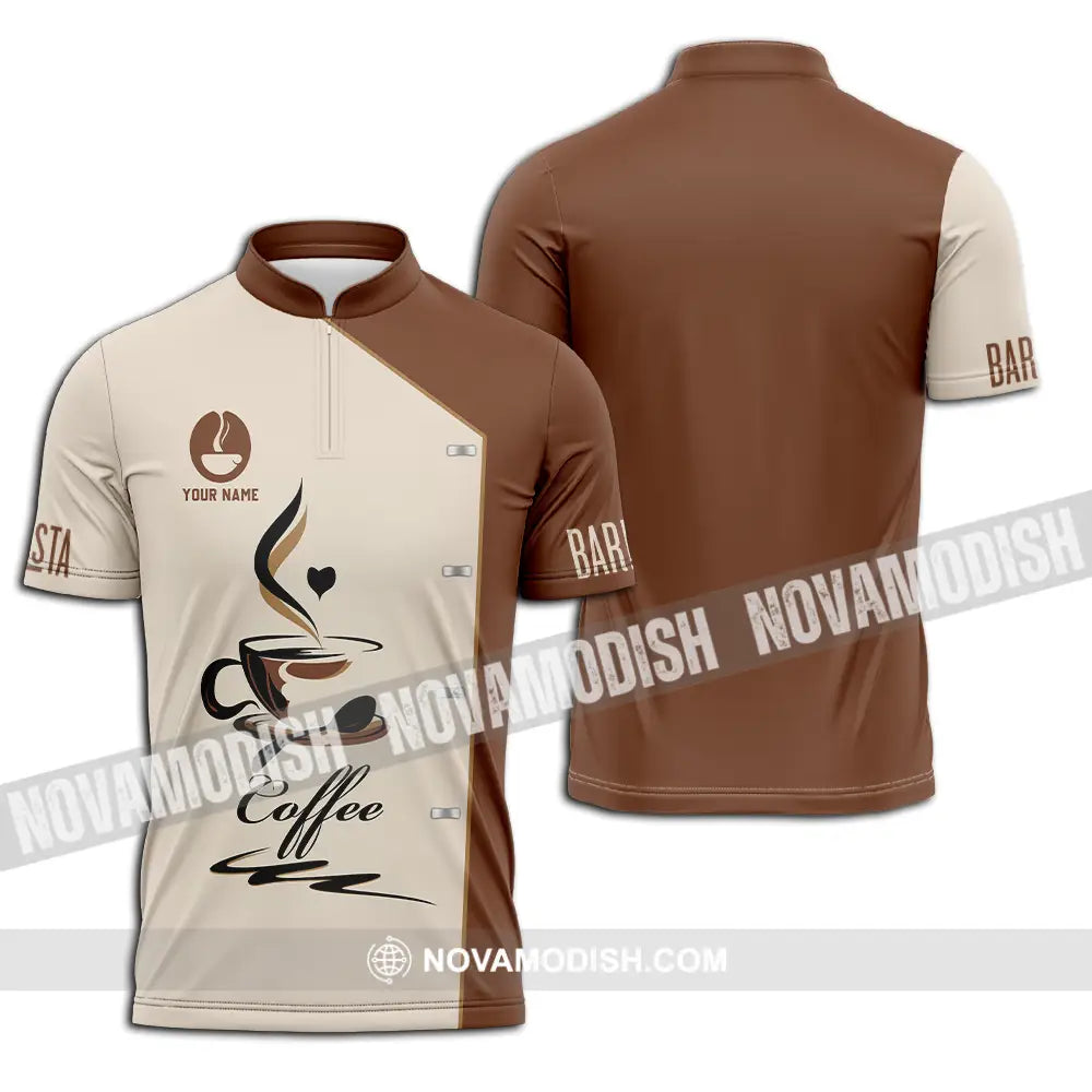 Unisex Shirt - Custom Text Shirt Barista Shirt Zipper Polo Shirt / S T-shirt