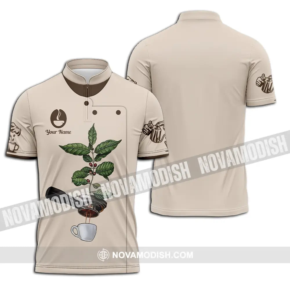 Unisex Shirt - Custom Text Shirt Barista Shirt Zipper Polo Shirt / S T-shirt