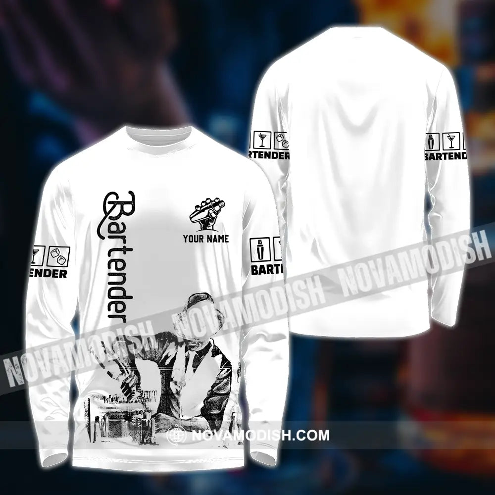 Unisex Shirt - Custom Text Shirt Bartender Shirt Long Sleeve Shirt / S T-shirt