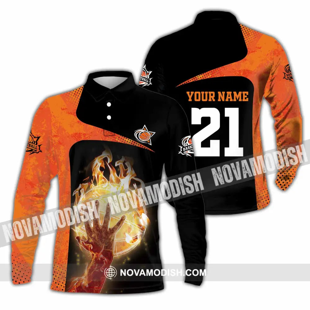 Unisex Shirt - Custom Text Shirt Basketball Long Sleeve Polo / S T-shirt