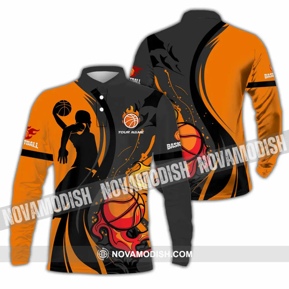 Unisex Shirt - Custom Text Shirt Basketball Shirt Long Sleeve Polo / S T-shirt