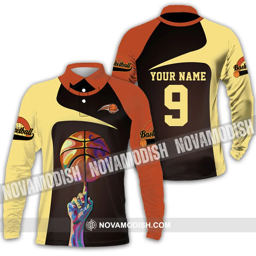 Unisex Shirt - Custom Text Shirt Basketball Shirt Long Sleeve Polo / S T-shirt