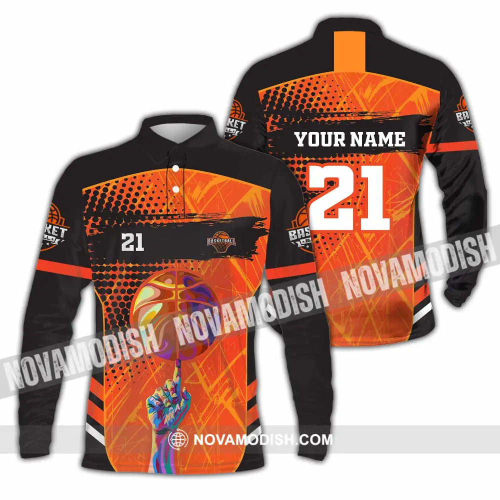 Unisex Shirt - Custom Text Shirt Basketball Shirt Long Sleeve Polo / S T-shirt