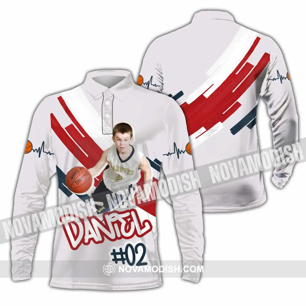Unisex Shirt - Custom Text Shirt Basketball Shirt Long Sleeve Polo / S T-shirt