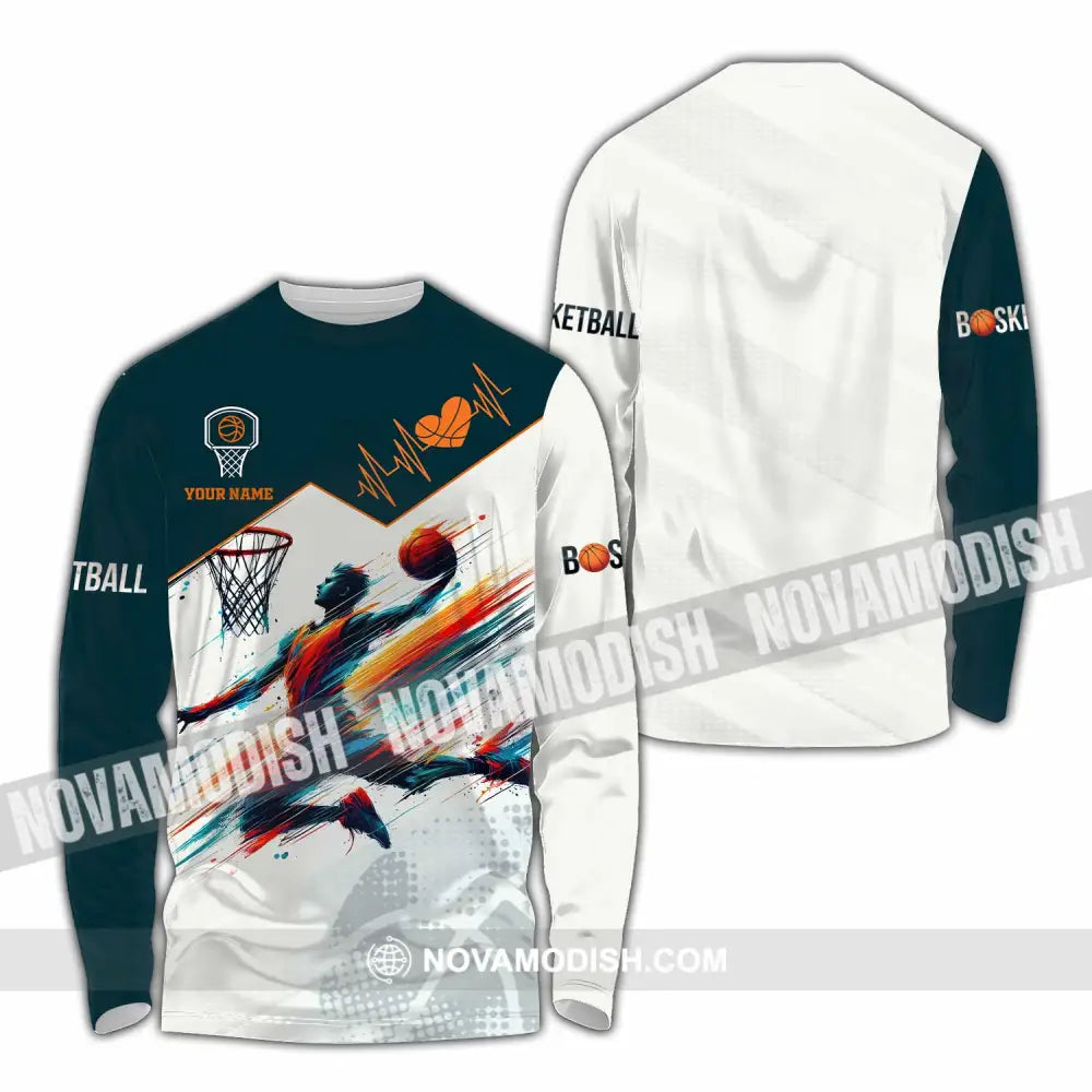 Unisex Shirt - Custom Text Basketball Long Sleeve / S T-Shirt