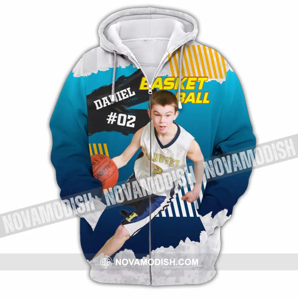 Unisex Shirt - Custom Text Shirt Basketball Shirt Zipper Hoodie / S T-shirt