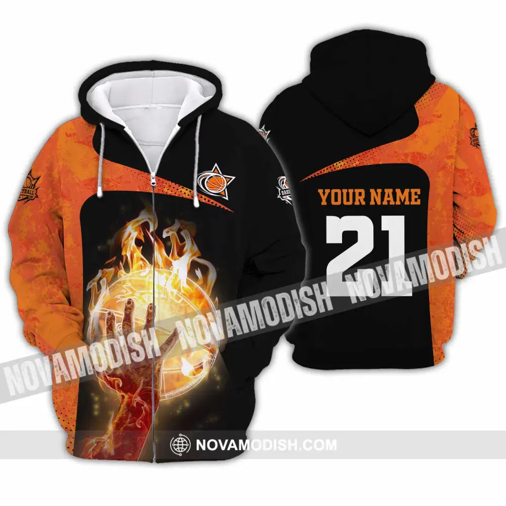 Unisex Shirt - Custom Text Shirt Basketball Zipper Hoodie / S T-shirt