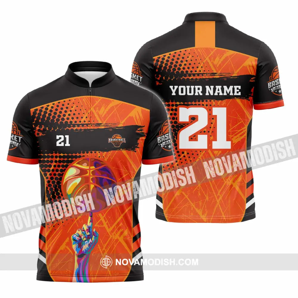 Unisex Shirt - Custom Text Shirt Basketball Shirt Zipper Polo Shirt / S T-shirt