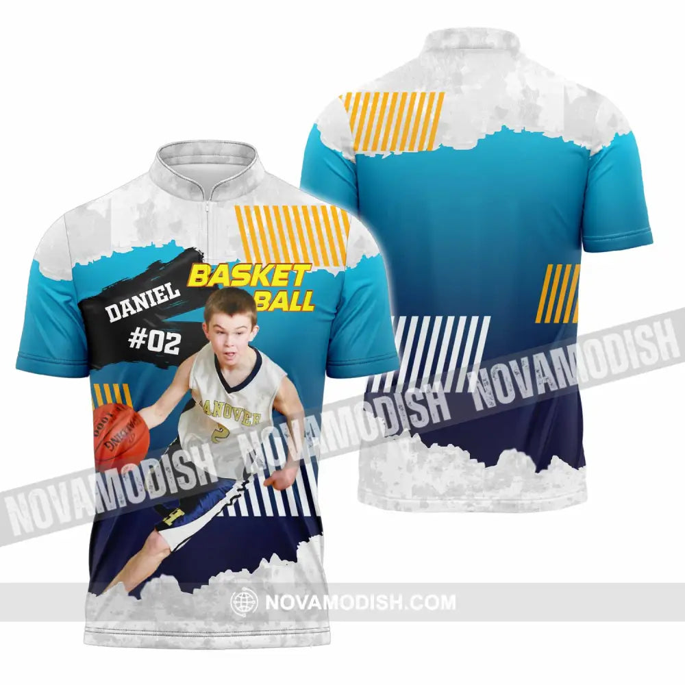 Unisex Shirt - Custom Text Shirt Basketball Shirt Zipper Polo Shirt / S T-shirt