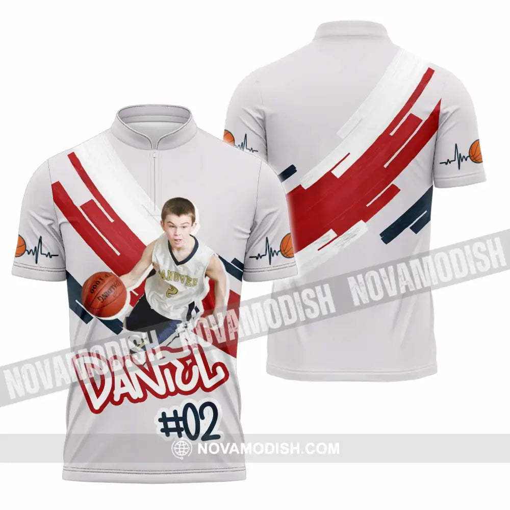 Unisex Shirt - Custom Text Shirt Basketball Shirt Zipper Polo Shirt / S T-shirt
