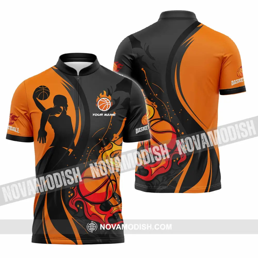 Unisex Shirt - Custom Text Shirt Basketball Shirt Zipper Polo Shirt / S T-shirt