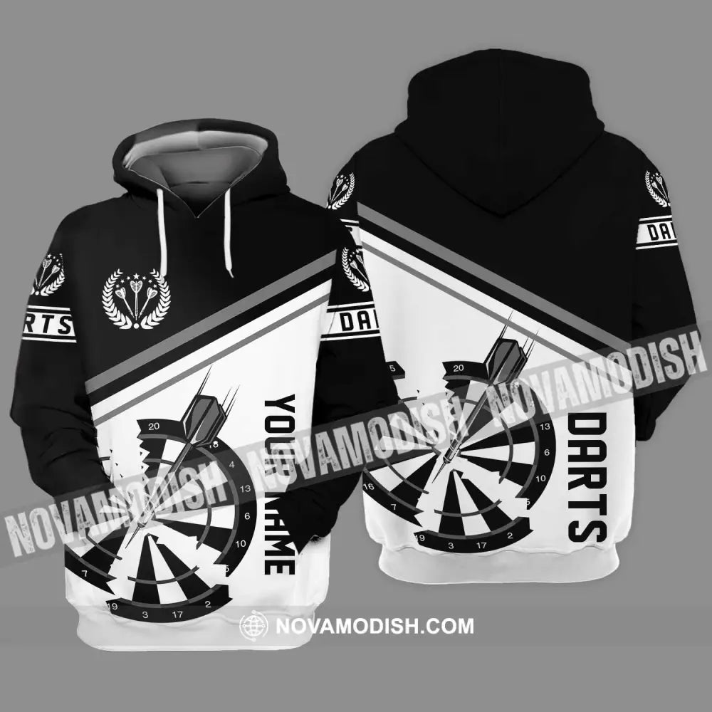 Unisex Shirt - Custom Text Black And White Darts Sport Shirt Hoodie / S T-shirt