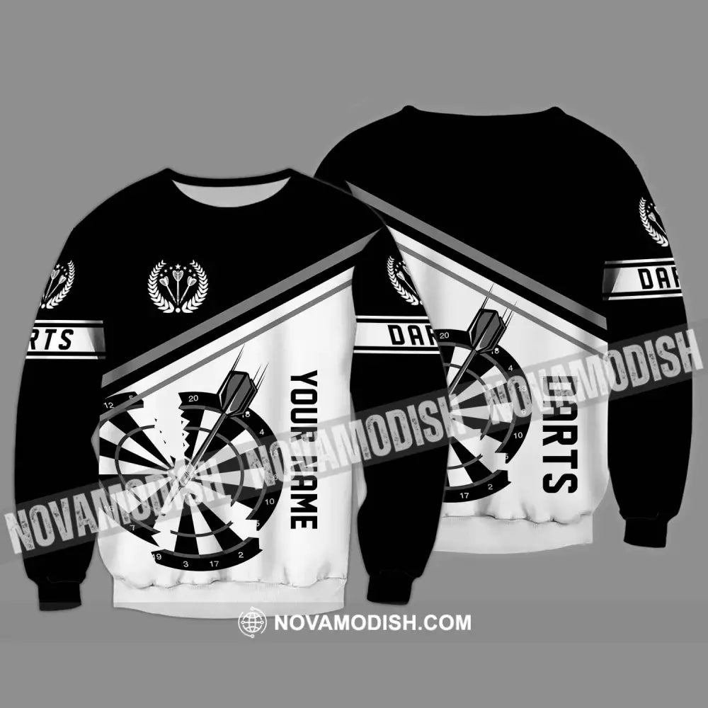 Unisex Shirt - Custom Text Black And White Darts Sport Shirt Long Sleeve / S T-shirt