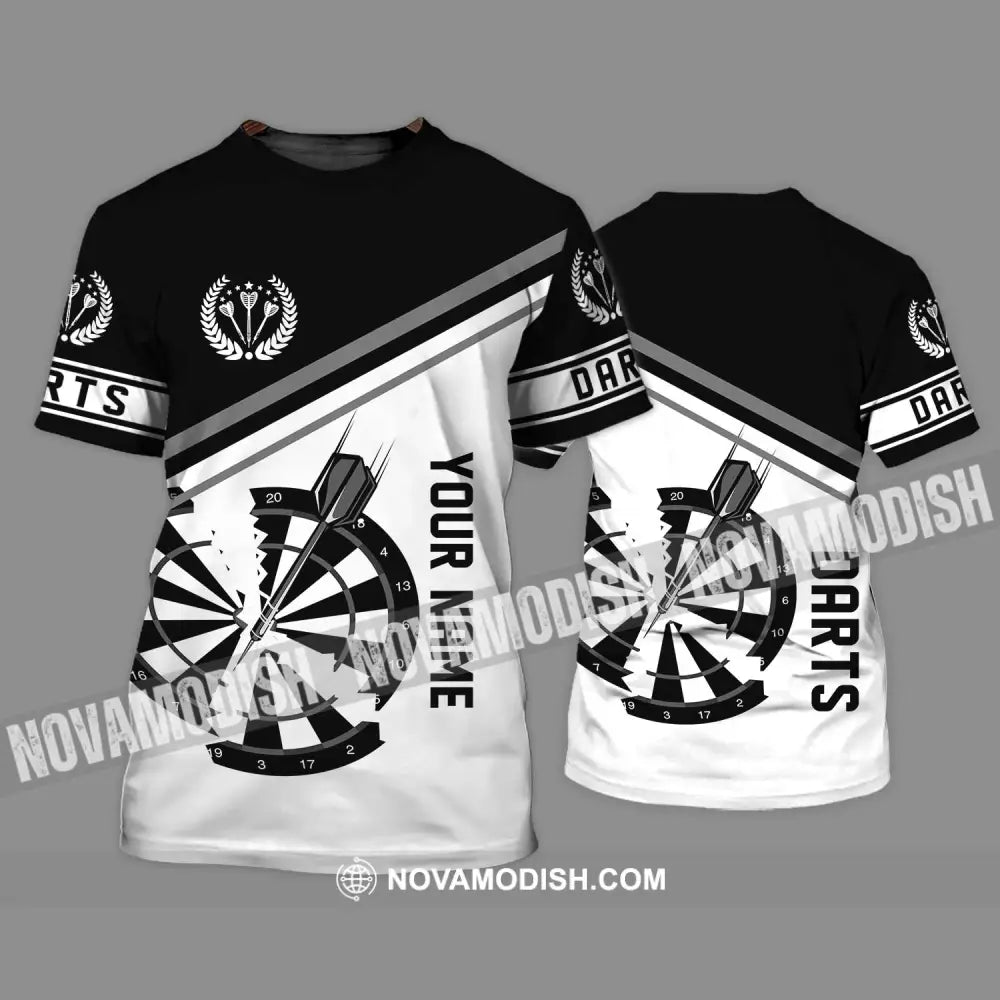 Unisex Shirt - Custom Text Black And White Darts Sport Shirt T-Shirt / S T-shirt