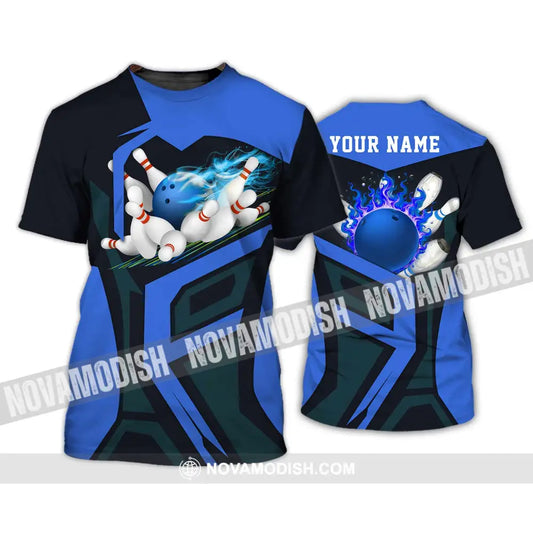 Unisex Shirt - Custom Text Blue Bowling Player Sport Shirt T-Shirt / S T-shirt