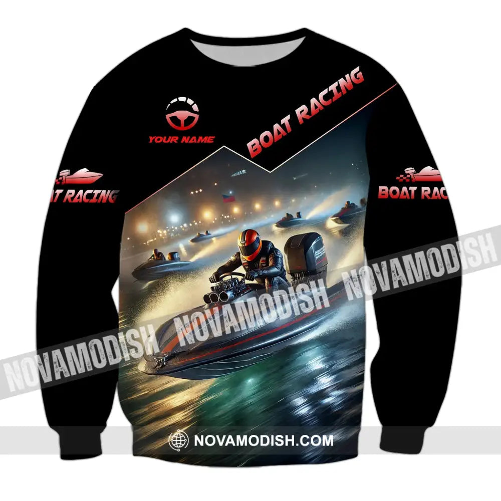 Unisex Shirt - Custom Text Boat Racing Long Sleeve / S T-Shirt