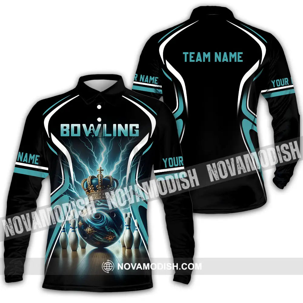 Unisex Shirt - Custom Text Shirt Bowling Shirt Long Sleeve Polo / S T-shirt