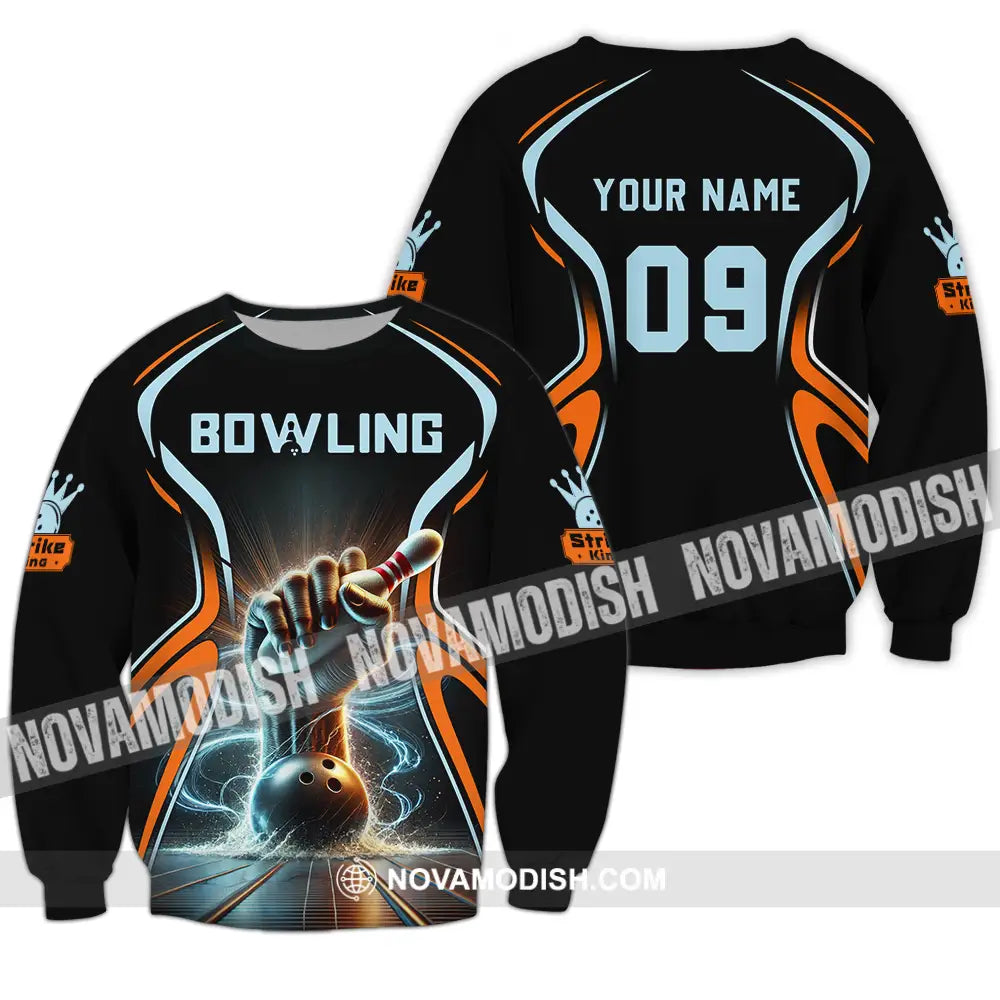 Unisex Shirt - Custom Text Bowling Long Sleeve / S T-Shirt